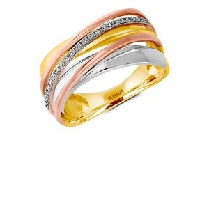 Effy diamond and 14K gold tri-color ring. No visible scratches and nicks.